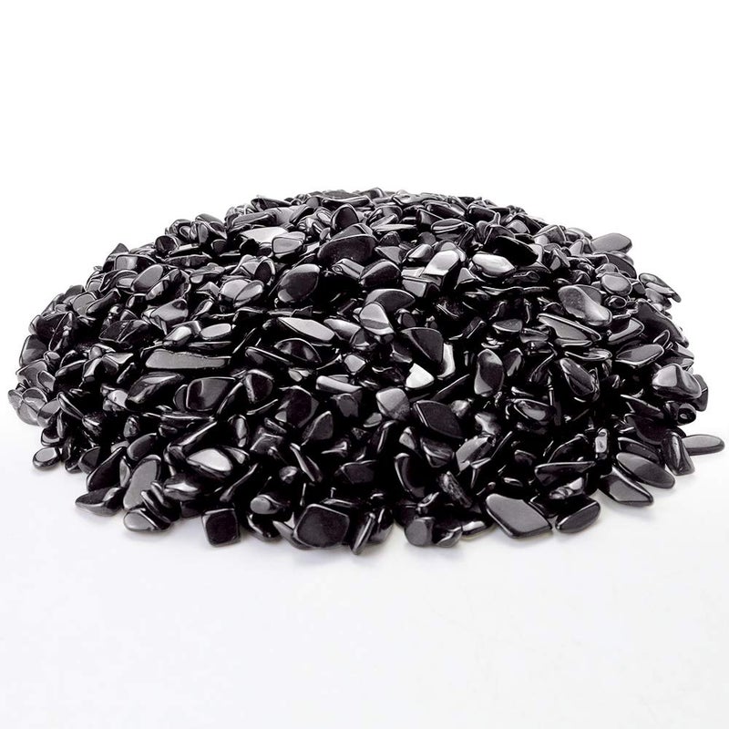 Twdrer 2lb/950g Small Natural Black Obsidian Tumbled Chips Crushed Stone Irregular Shaped Quartz Rock Healing Reiki Crystal Gemstone for Jewelry Making Garden Aquarium Vase Plant Decoration(Black) - Image 4